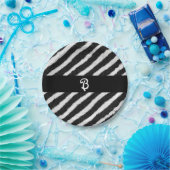 Funky Zebra Strepen Zwart & Wit Verjaardag Papieren Bordje (Feest)