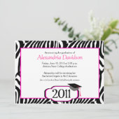 Funky Zebra Stripe 5x7 Afstuderen Aankondiging (Staand voorkant)