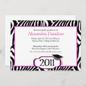 Funky Zebra Stripe 5x7 Afstuderen Aankondiging (Voorkant / Achterkant)