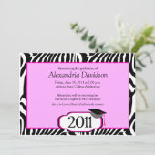 Funky Zebra Stripe 5x7 Afstuderen Aankondiging (Staand voorkant)