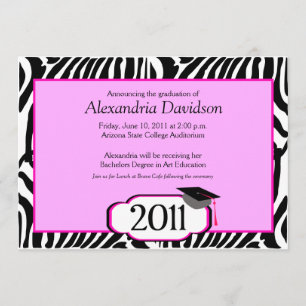 Funky Zebra Stripe 5x7 Afstuderen Aankondiging