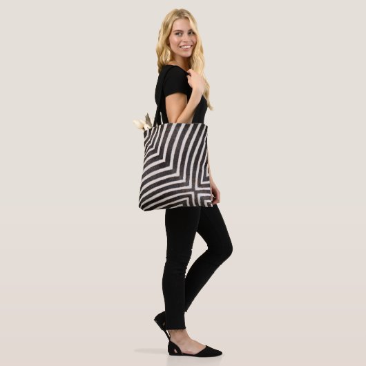 Funky Zebra Stripe Tote Tote Bag (Op model)