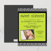Funky Zebra Sweet 16 Birthday Party Invite (limoen Kaart (Voorkant / Achterkant)