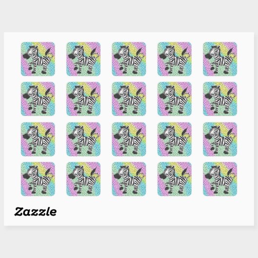 Funky Zebra Vierkante Sticker (Vel)