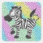 Funky Zebra Vierkante Sticker (Voorkant)