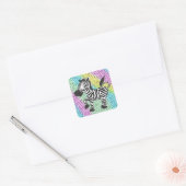Funky Zebra Vierkante Sticker (Envelop)