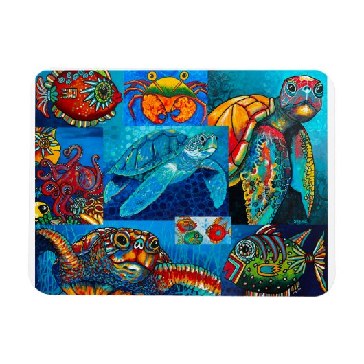 Funky Zee Critters Collage Magnet Magneet (Horizontaal)
