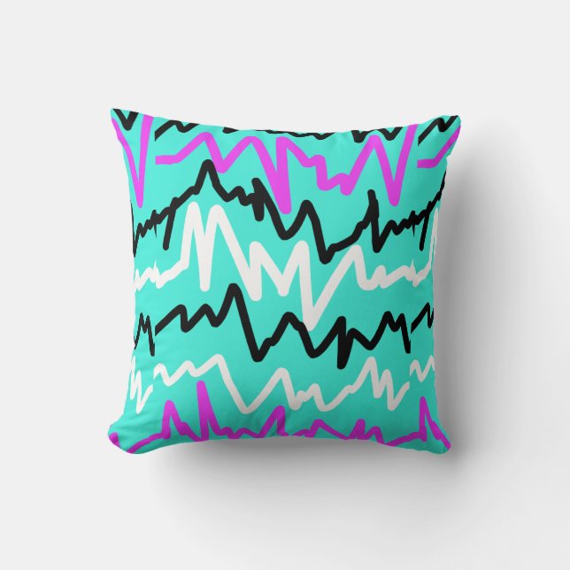 Funky Zig Zag Lijn Patroon Kussen Cushion (Voorkant)