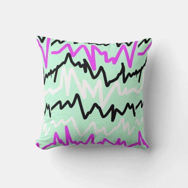 Funky Zig Zag Lijn Patroon Kussen Cushion (Voorkant)