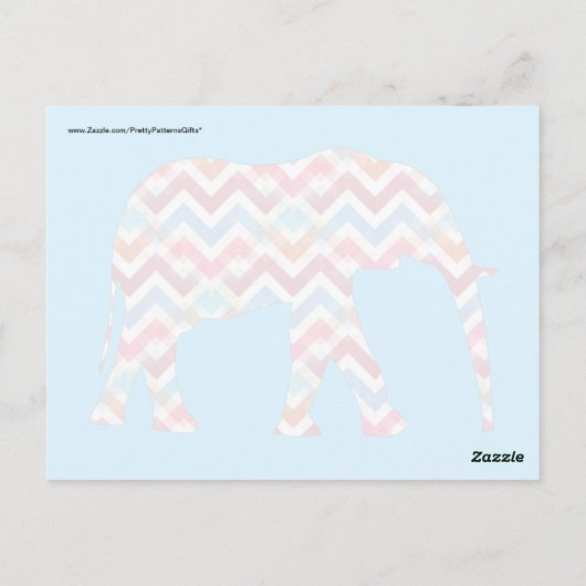 Funky Zigzag Chevron Elephant op Blauwgroen blauw Briefkaart (Achterkant)
