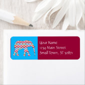 Funky Zigzag Chevron Elephant op Blauwgroen blauw Etiket (Insitu)