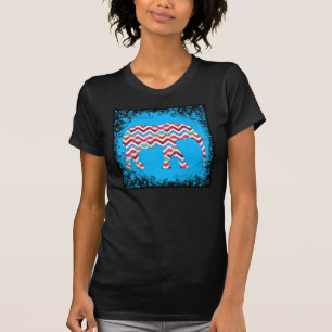 Funky Zigzag Chevron Elephant op Blauwgroen blauw T-shirt