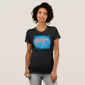Funky Zigzag Chevron Elephant op Blauwgroen blauw T-shirt (Voorkant volledig)