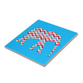 Funky Zigzag Chevron Elephant op Blauwgroen blauw Tegeltje (Zijkant)