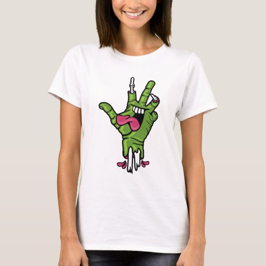 Funky Zombie Vredeshands T-shirt (Voorkant)