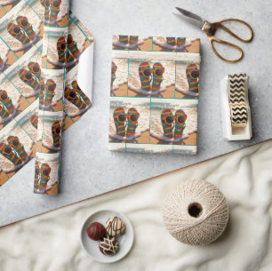 Funky Zonnebril Op Teenslippers In Oceaansurf Cadeaupapier