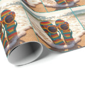 Funky Zonnebril Op Teenslippers In Oceaansurf Cadeaupapier (Rol Hoek)