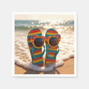 Funky zonnebril op teenslippers in oceaansurf  servet