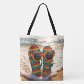 Funky Zonnebril Op Teenslippers In Oceaansurf Tote Bag (Achterkant)