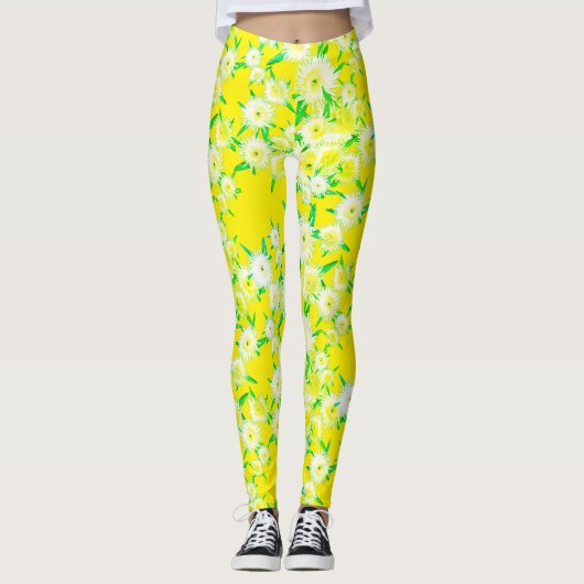 Funky Zure Vijgen Bloemen Patroon Leggings (Voorkant)