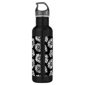 Funky zwart-wit bloemen waterfles  (Achterkant)