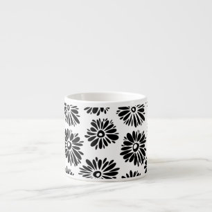 Funky zwart-wit bloemmotief espresso kop