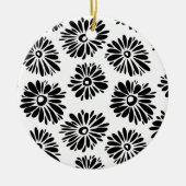 Funky zwart-wit bloemmotief keramisch ornament (Voorkant)