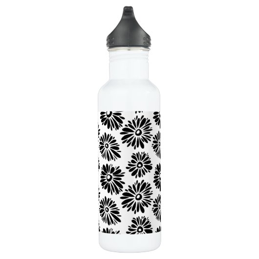 Funky zwart-wit bloemmotief waterfles (Rechts)