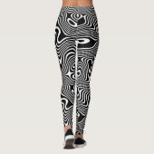Funky zwart/wit wervelende kronkelende strepen pat leggings (Achterkant)