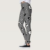 Funky zwart/wit wervelende kronkelende strepen pat leggings (Links)