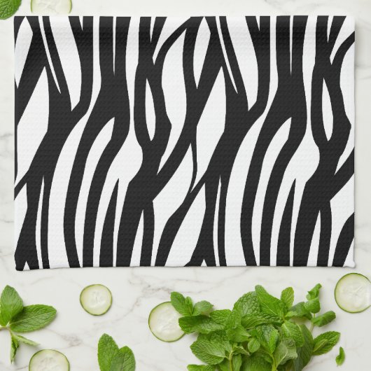 Funky zwart-wit zebra print theedoek (Gevouwen)