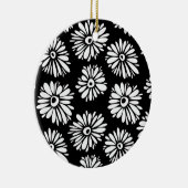 Funky zwart-witte bloemen keramisch ornament (Rechts)