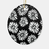 Funky zwart-witte bloemen keramisch ornament (Links)
