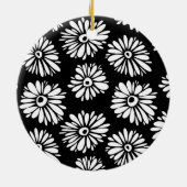 Funky zwart-witte bloemen keramisch ornament (Achterkant)