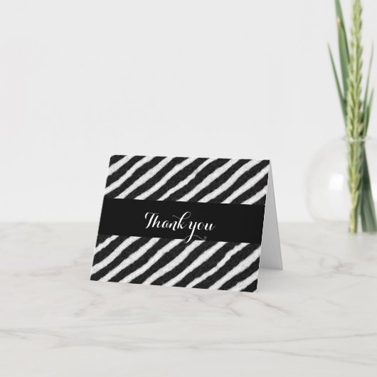 Funky Zwart Witte Zebra Strepen Bedankkaart (Voorkant)