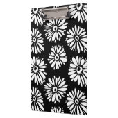 Funky zwarte en witte bloemen klembord (Links)