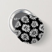Funky zwarte en witte bloemen ronde button 5,7 cm (Voorkant /achterkant)