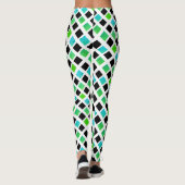 Funky zwarte groene blokken leggings (Achterkant)