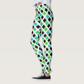 Funky zwarte groene blokken leggings (Links)