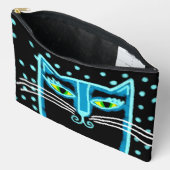 Funky Zwarte Kat Abstract Schilderij Etui (Open)