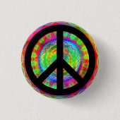 Funky Zwarte Vredesteken Ronde Button 3,2 Cm (Voorkant)