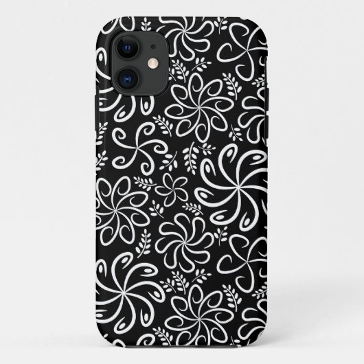 Funky zwarte witte bloemen iPhone 5 Hoesje (Achterkant)