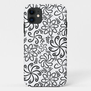 Funky zwarte witte bloemen iPhone 5 Hoesje