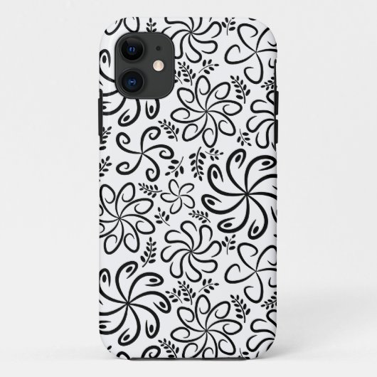 Funky zwarte witte bloemen iPhone 5 Hoesje (Achterkant)