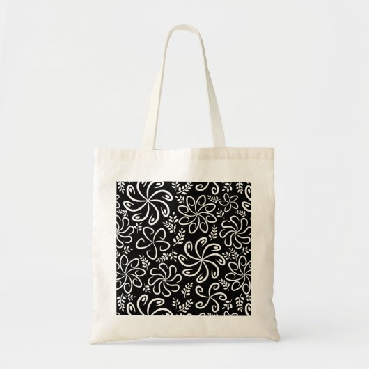 Funky zwarte witte bloemen Tas (Voorkant)