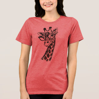 Funneke Cute Giraffe met Bril Dames Grafisch Tri-Blend Shirt