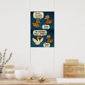 Funnie Eend Comic - Gaat Volledig Zwaan Meme Poster (Keuken)
