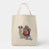 Funnie slakken canvas tas-Herbruikbaar-Bloem Tas (Achterkant)