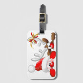 Funnieke Kerstman en Rendier Cartoon Ornament Magn Bagagelabel (Voorkant (verticaal))