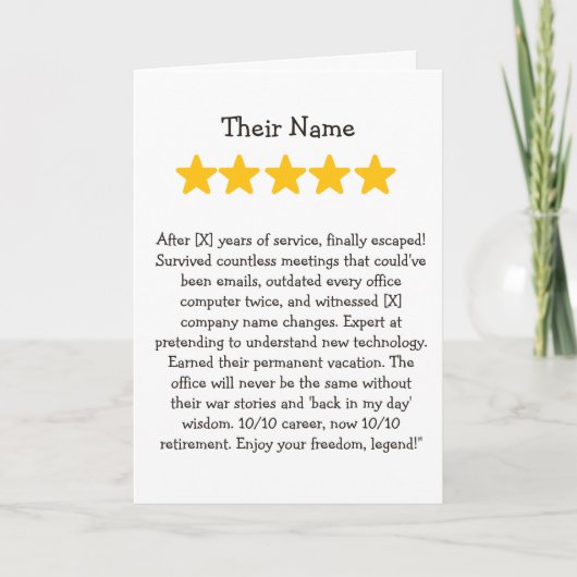 Funning retirement co worker 4 stars kaart (Voorkant)